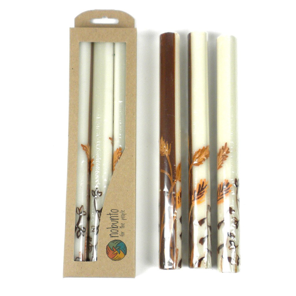 Tall Hand Painted Candles - Three in Box - Kiwanja Design