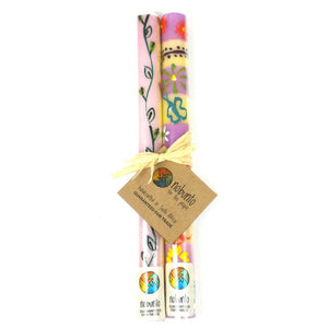 Tall Hand Painted Candles - Pair -Imbali Design