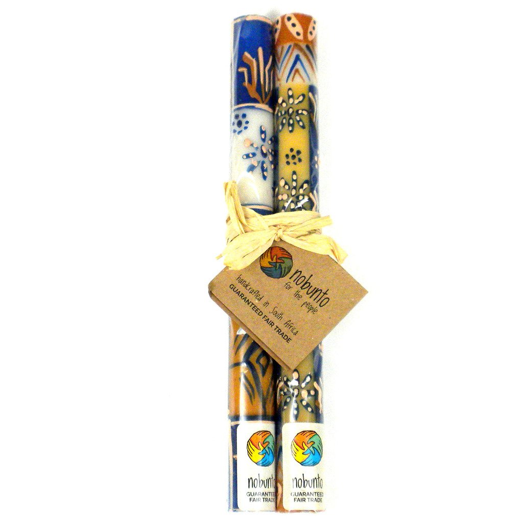 Tall Hand Painted Candles - Pair - Durra Design