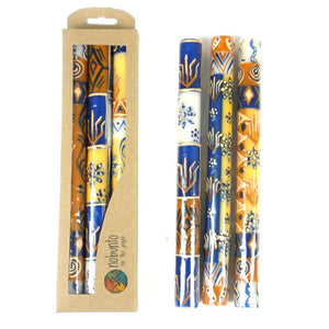 Tall Hand Painted Candles - Three in Box - Durra Design