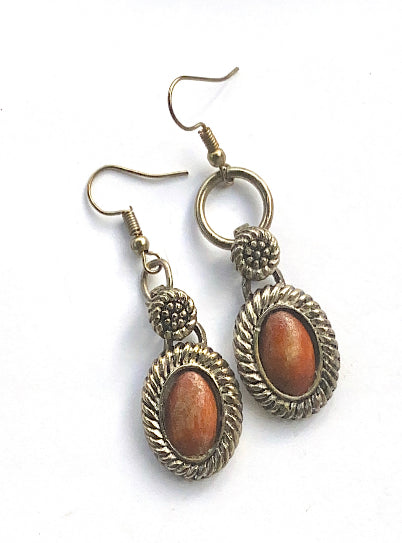 Brown and silver earrings