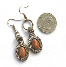 Brown and silver earrings