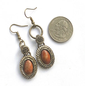 Brown and silver earrings