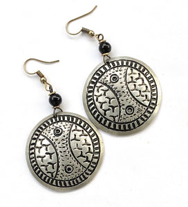 Tribal etched earrings