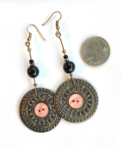 Pink button earrings