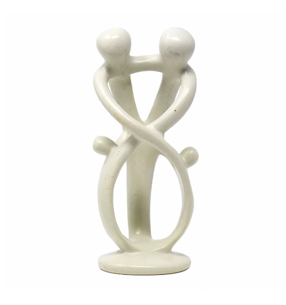 Natural 10-inch Tall Soapstone Family Sculpture - 2 Parents 2 Children