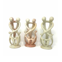 Natural 8-inch Tall Soapstone Family Sculpture - 2 Parents 4 Children