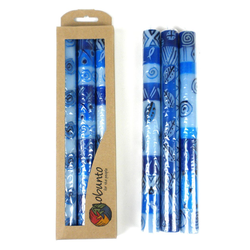 Tall Hand Painted Candles - Three in Box - Feruzi Design