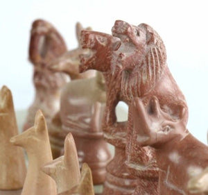 Hand Carved Soapstone Animal Chess Set - 15" Board