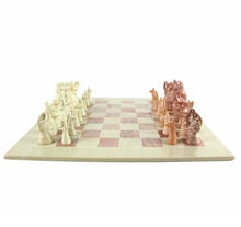 Hand Carved Soapstone Animal Chess Set - 15" Board