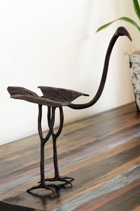 Brown Leaf Ibis Bronze Sculpture