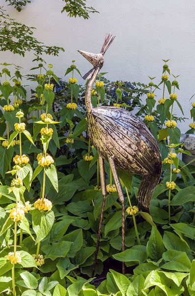 Kenyan Recycled Metal Crested Crane Sculpture